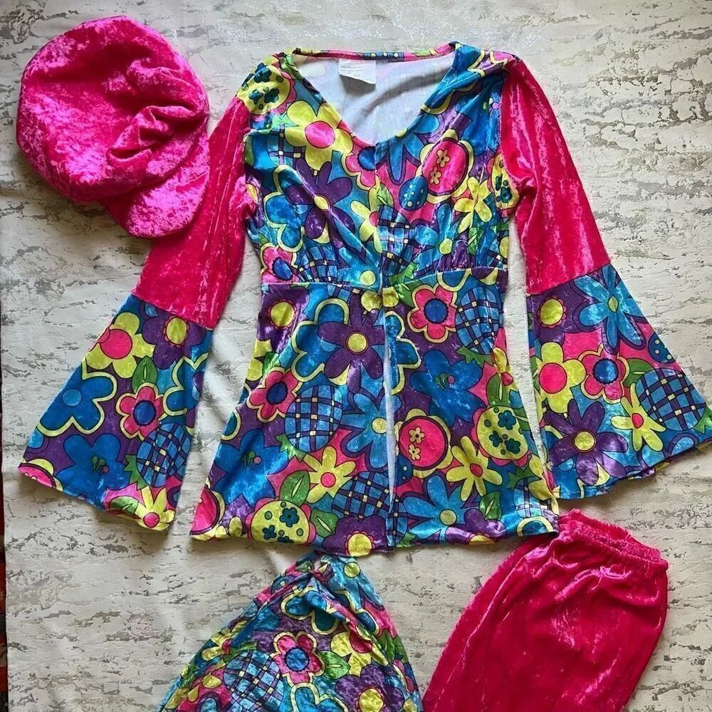 Groovy Hippie girl Velvet Halloween Costume - Picture 2 of 6